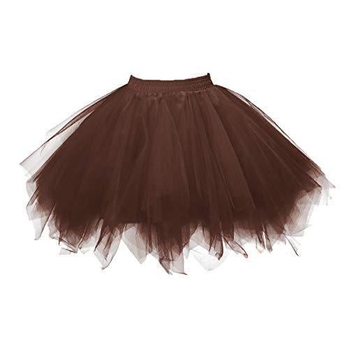 Topdress Women's 1950s Vintage Tutu Petticoat Ballet Bubble Skirt (26 Colors) Brown XL