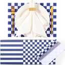 Tinlade 150 Pcs Paper Placemats Disposable Gingham Table Mats Summer Checkered Picnic BBQ Paper Bulk Table Place Mats for Dinner Birthday Party Decorations Kitchen,10"x14"(Blue,White)