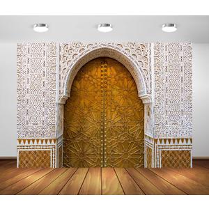 BELECO 10x6.5ft Fabric Palace of Morocco Backdrop Middle Eastern Style Architecture Moroccan Palace Door Background Moroccan Party Decorations Birthday Shoot Photo Studio Props (CHa14296)