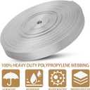 1 Inch Wide Polyester Webbing Strap 50 Yards Heavy Duty Polyester Strapping, Durable Flat Webbing Strapping for Dog Leash, Seat Belt, Backpack Handles, Outdoor DIY Crafts (25mm) - Grey