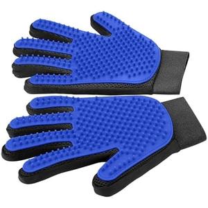 Upgrade Efficient Pet Hair Remover Gloves - Gentle Shedding Brushes for Dogs, Cats & Horses with Long and Short Hair - 1 Pair (Blue)