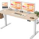 TIQLAB Electric Standing Desk, Adjustable Height Stand up Desk, 63 * 24 Inches Sit Stand Home Office Table with Splice Board, Light Walnut