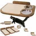 INICIO Cat Shelves – Dog Proof Feeding Station with Wall Mounted Shelves, 3 Steps for wall with Floating Shelf for Cats Up to 15lbs, Includes Attached Cat Food Bowl for Convenient Feeding – Brown  