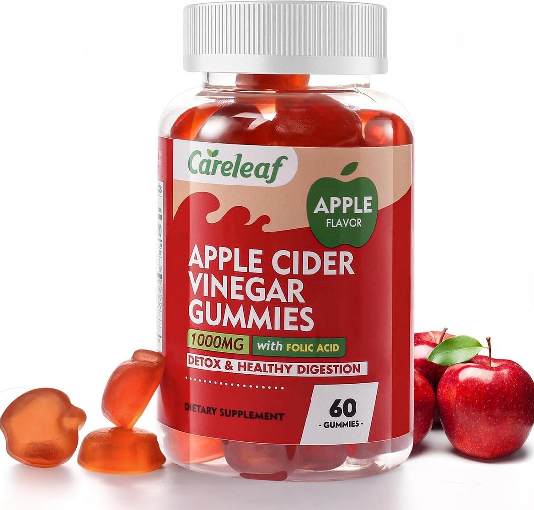 2 x Apple Cider Vinegar Gummies, Metabolism Gummy with 1000mg AVC & Vitamin B6 Vitamin B12, ACV Gummies for Metabolism, Digestion, Detox, Gut & Immune Health, 60 Counts