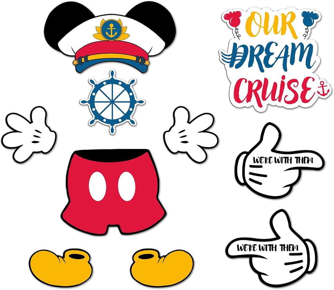 10 Pcs Cruise Door Magnet, Captain Mouse Cruise Door Decorations,Funny Mouse Ears Magnet for DCL Cruise& All Major Cruise (Blue)