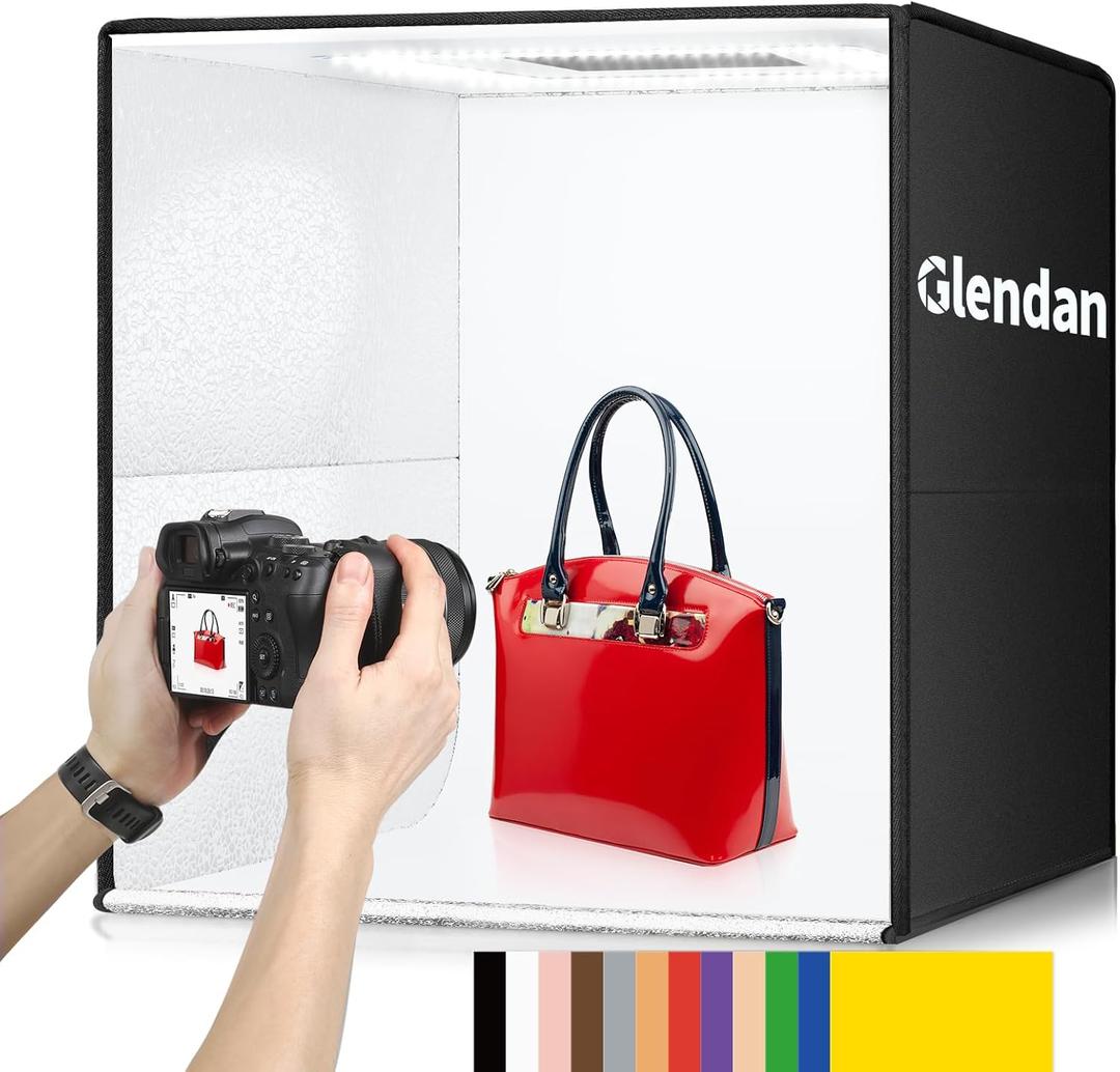 Glendan 20x20 inch Light Box Photography, Large Photo Studio Light Box, Professional Dimmable Photo Booth with 240 LED Lights & 6 Double-Sided Color Backdrops Photo Box for Product Photography (20*20 Inch)
