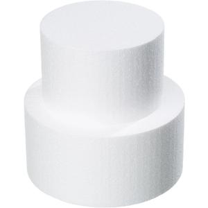 2 Tiers 6" 8" Fake Cake 4 Inch Tall Fake Birthday Cake Rounds Styrofoam Cake Dummies Set for Birthday, Wedding, Baby Shower Display