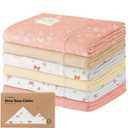 Organic Burp Cloths Baby Boy, Girl - 6-Pack Large Cotton Burping Cloths for Babies, Spit Up Rags, Super Absorbent, Ultra Soft Newborn Rag, Gender Neutral, Machine Washable, Durable(Butterflies)