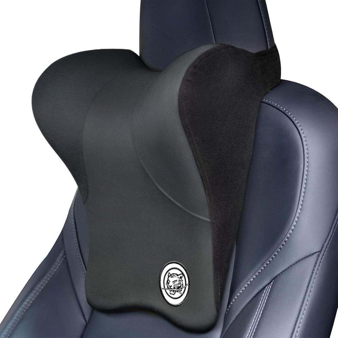 Car Neck Pillow for Driving Seat, Soft Memory Foam Headrest Pillow with Adjustable Strap and Removable Cover, Ergonomic Neck Support for Car, Office Chair, Gaming Chair  Dark Grey (Pack of 1)