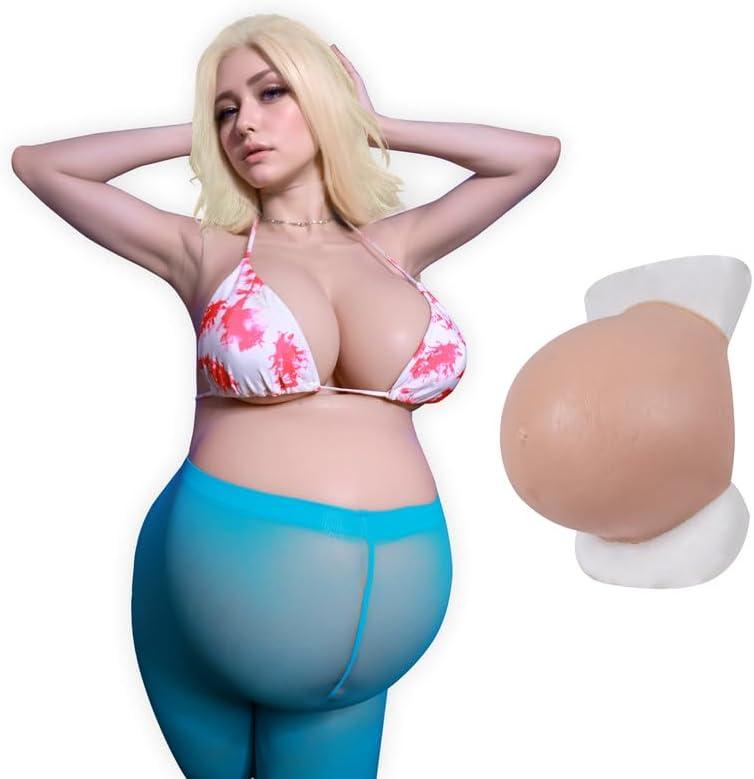 Silicone Fake Pregnant Belly Realistic Twins Baby Bump False Pregnancy 5-9 Month for Film Props Cosplay Costumes