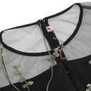Women Keyhole Floral Embroidery Dress Sheer Mesh Illusion Vintage Cocktail Swing Dress Wedding Party Prom Tulle Evening Dress (Black, Size: 43" x 15")