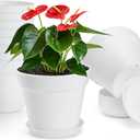 10 Pack Plastic Plant Pots with Drainage Holes and Tray, 5 inch Thickened Indoor Planters Seedlings Nursery Pots for Flowers, African Violet, Succulent and All House Plants, White