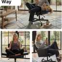 HUANUO Criss Cross Chair with 6-Point Adjustable Armrests, Pet-Friendly Criss Cross Office Chair, Comfortable Cross Leg Chair with Wide Seat, Durable PU Leather, Side Storage Pocket, Easy Assembly, 25.53 inches