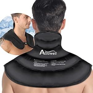 Atsuwell Ice Pack for Neck and Shoulder Cold Compression, Shoulder Ice Packs Reusable Gel Pack, Large Upper Back Cold Pack Wrap for Neck, Back, Hip, Black