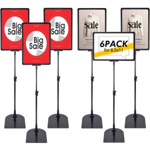 Retail Sign Holder for Display Indoor, Portable Signage Stand Double Sided Sale sign for Business Store Retail Market Vendor Advertising Trade Show Display (8.5x11, 6Pack)