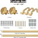 SIMEWIN Gold Curtain Rods for Windows 66 to 120 Inches Adjustable Decorative 1 Inch Diameter Single Window Curtain Rod Set with Classic Finials, Gold Finishing