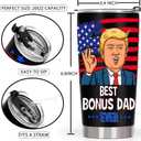 Best Bonus Dad Fathers Day Gift from Daughter Son Kids - Funny Birthday Gifts for Bonus Step Dad Stepdad, 20 OZ Stainless Steel Insulated Travel Coffee Tumbler Cup