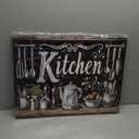 Farmhouse Kitchen Wall Art - Black Kitchen Sign Wall Decor, Vintage Rustic Kitchenware Canvas Art Print Pictures, Modern Kitchen Painting Framed Artwork for Country Dining Area Decoration 18x24 Inches