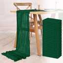 24 Pack Dark Green Cheesecloth Table Runner 10FT Boho Gauze Cheese Cloth Table Runner Rustic Sheer Fabric Table Runners for Wedding Bridal Shower Baby Shower Party(21.5120 Inch)