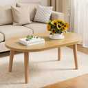 Coffee Table Low Table with Solid Wood Legs, 23.6" Small Oval Coffee Table Side Table, Floor Table Desk for Sitting on The Floor, Storage and Living Room Furniture for Office Apartment Home, Natural