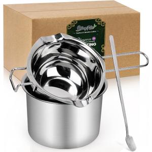 Double Boiler Melting Pot Set for Candle Making, 3-Piece Stainless Steel Wax Melter with Pouring Pot, Ideal for Soy Wax, Beeswax, Candle Making Supplies