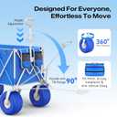 Premium 10.5" Balloon Wheels Beach Wagon - 450LBS Heavy Duty Sand Wagon, Foldable All Terrain Collapsible Utility Wagon with Removable Cooler Bag, Easy Roll for Soft Sand Family Camping - Blue