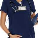 PACBREEZE Women's Maternity Scrub Top/Shirt V-Neck Workwear Medical Pregnancy Scrub Clothes, S-XXL