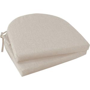 Topotdor Outdoor Chair Cushions Set of 2, Waterproof Patio Chair Cushions for Outdoor Furniture, Round Corner Seat Chair Pads with Ties for Patio Garden Dining Office, 17"x16"x2", Beige