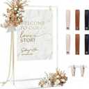 Wedding Welcome Sign Stand, 50" Standard Height - White Metal Sign Holder with 6 Leather Straps, Easel Stand for Seating Charts & Event Dcor