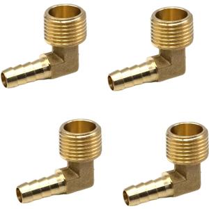 4 Pcs Brass 90 Degree Elbow, 3/8 Inch Hose Barb to 1/2 Inch NPT Male Barbed Elbow Fitting for Low-pressure,Fuel,Air and Non-potable Water Chilling Application