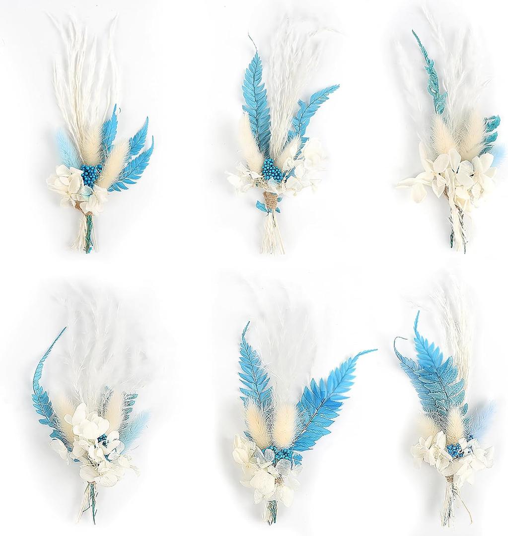 6PCS Mini Boho Dried Flower Bouquet Dried Flowers Small Bouquets Mini Natural Real Plants for Wedding Table Centerpieces Gift Box Cake Bottle Decor Home Vase Decorations DIY Craft (04)