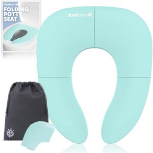 Jool Baby Folding Travel Potty Training Seat for Toddlers, Fits Round & Oval Toilets, Non-Slip Suction Cups, Includes Free Travel Bag (Aqua) (1 Count (Pack of 1))