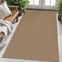 KOZYFLY Washable Area Rug 4x6 ft Non Slip Rubber Backed Living Room Rugs Braided Woven Cotton Kitchen Rugs Indoor Entryway Rug Floor Carpet for Dining Living Room Bedroom, Tan/Orange/Brown