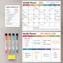 Dry Erase Magnetic Calendar for Refrigerator, 3 Pack- Monthly & Weekly & Daily Planner Magnet Whiteboard for Fridge Wall Door - Shopping, Meal/Menu, To Do List, Family Schedule Planning Board, 14"x11"