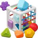 LiKee Montessori Toys for 1+ Year Old, Shape Sorter Baby Toys for Boys Girl Birthday Gift, Colorful Infant Toddler Toy, 10pcs Sensory Blocks Developmental Learning &Fine Motor Skill 18+ Month (Cube)