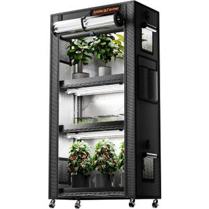 Spider Farmer 2026 Plant Stand with Grow Lights, 4-Tier Plant Shelf with 6Pcs 2ft Full Spectrum LED Lamp and Grow Tent, for Veg Seed Starting Plants Growth Greenhouse 28Lx14Dx59H (Update)