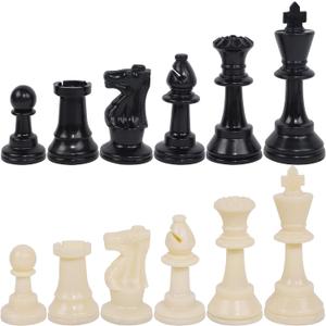 Juegoal Plastic Chess Pieces Only, 32 Pieces Each Chessmen Pieces, 3.75 Inch King Figures Chess Game Pawns Figurine Pieces, Replacement of Missing Piece
