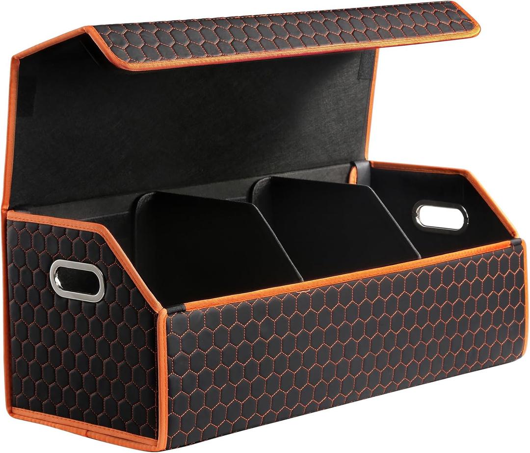Fyzeoty Car Trunk Organizer for SUV and Sedan, Orange-Honeycomb, 29.5 in (XL)