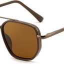 FEISEDY Polarized Aviator Sunglasses for Men Square Retro Metal Frame UV 400 Protection TAC Lens B0329