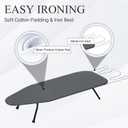 ZOES HOMEWARE Metal Mesh Panel Tabletop Ironing Board | Foldable Iron Board | Heavy Duty Small Iron Board with Heat Resistant Cover and 100% Cotton 8mm Thicken Pad | 31.5"x11.8"x6.2"