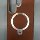 TORRAS Ostand Q3 VegSkin for Samsung Galaxy S26 Ultra Case Leather, 360 Magnetic Stand, Fit for MagSafe, Premium Vegan Leather Case for S26 Ultra Case, Microfiber Lining, Amber Brown