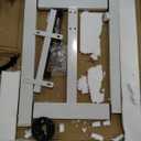 Medical Overbed Adjustable Bedside Table with Hidden Casters, Pneumatic Mobile Rolling Laptop Standing Desk with Tray for Home and Hospital Use, White