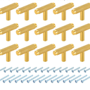 uxcell 8Pcs t Bar Cabinet Knobs, 2" Dia x 1.34" Height Drawer Knob Handle Pulls for Kitchen Cabinets Bedroom Dresser Wardrobe, Gold