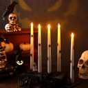 Baquler Halloween 3D Spider LED Taper Candles, 6 Packs Real Wax Flameless Taper Candles Battery Operated with Remote, Spooky Candlesticks for Halloween Decoration, Batteries Not Included (0.7" x 11")