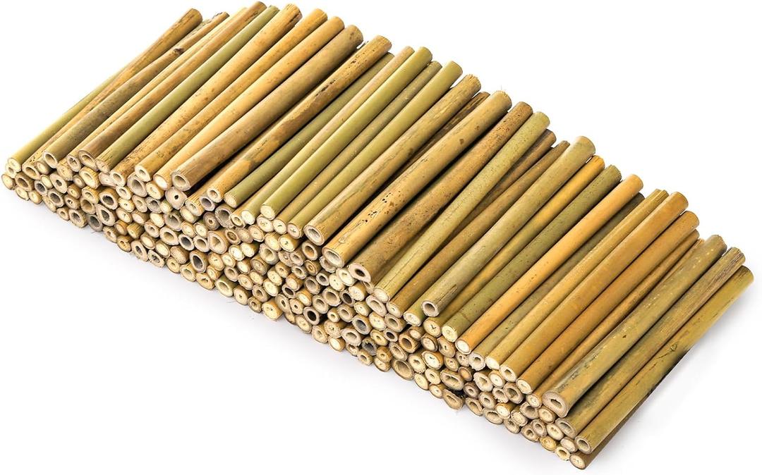 Frcctre 200 Pack 5 Inch Bamboo Mason Bee Tubes, 0.15-0.5 Inch Diameter Bamboo Sticks for Craft, Natural Bamboo Stakes Bee House Tubes Insect Hotel DIY Crafts Supplies