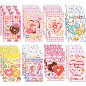 Doughnut Mini Pocket Notebooks 24 Pcs, 2.36 x 3.94 Inch Cute Small Notebooks 16 Sheets 32 Pages, Donut Coil Memo Pads Bulk for Daily Planning, Shopping Lists, Office School Supplies, Sweet Party Favors