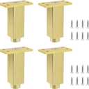Geesatis 3 Inch Heavy Duty Furniture Legs Set of 4, Industrial Steel Supports Legs for Furniture, Sofa, Coffee Table, Desk, Cabinet, Bed, Dresser & DIY with Mounting Screws (Gold)