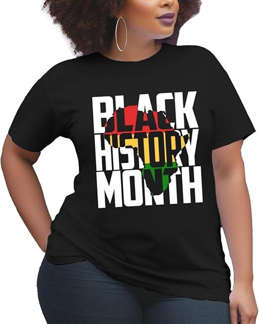 Black History Month Shirt for Women Africa Map Tshirt African-American Tee Shirts (X-Large, Pink)
