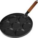 7-Cup Egg Frying Pan Nonstick, 12 in Omelet Pan with Wood Handle, Ceramic Coating Pancake Pan Includes Brush and Spatula, Compatible with All Stove Cookers