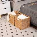 11x11in Wicker Storage Basket Set of 2 Collapsible Hyacinth Cube Storage Baskets,Storage Bins for Organizing Storage Basket with Built-in Handles